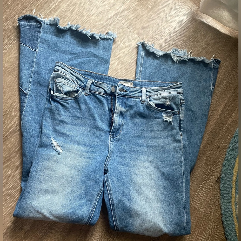 Altar’d State Denim Distressed High Waist Flare Jeans - size 12